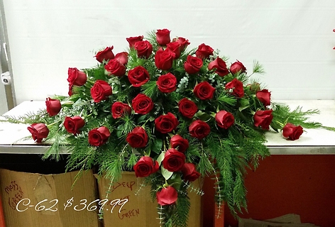 Thirty Six Red Roses Casket Spray