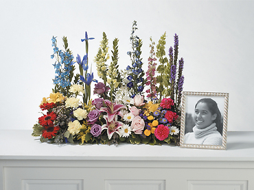 ROW OF GARDEN FLOWERS FOR MEMORIAL SERVICE
