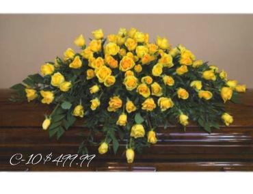 BRILLIANT YELLOW ROSE CASKET SPRAY