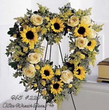 FIELD OF SUNFLOWERS AND ROSES HEART WREATH