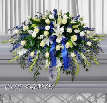 WHITE AND BLUES FOR YOU CASKET SPRAY