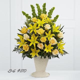SUNNY YELLOW ROSES & LILIES FOR SYMPATHY