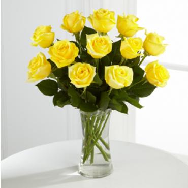 A Perfect Yellow Dozen Roses