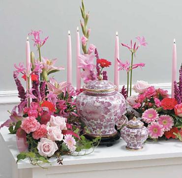 Pink Memorial Table For Urn