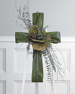 Green Foliage Cross Standing Spray